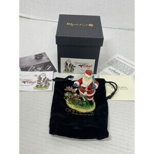 New In Box Art Form Santa Clause Reindeer Training Day Rhinestone Trinket Box 3"